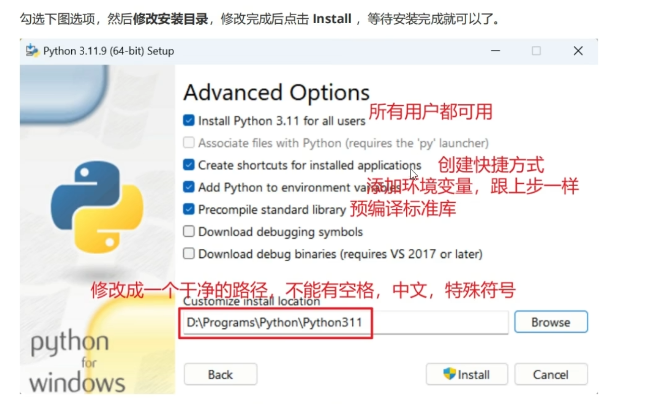步骤4：高级选项 & 安装路径